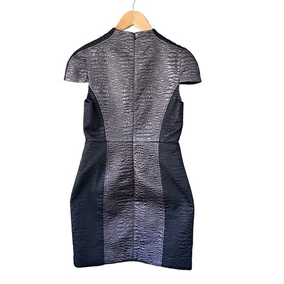 TIBI Metallic Jacquard Cocktail Party Sheath Mini Dress 4 Black Lilac Structured - Picture 10 of 12